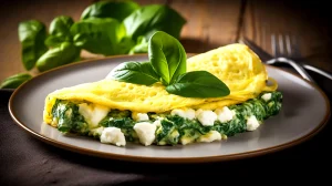 Omelete de Espinafre e Queijo