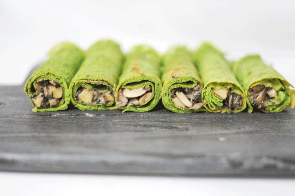 Wraps Low Carb de Cogumelos e Espinafre