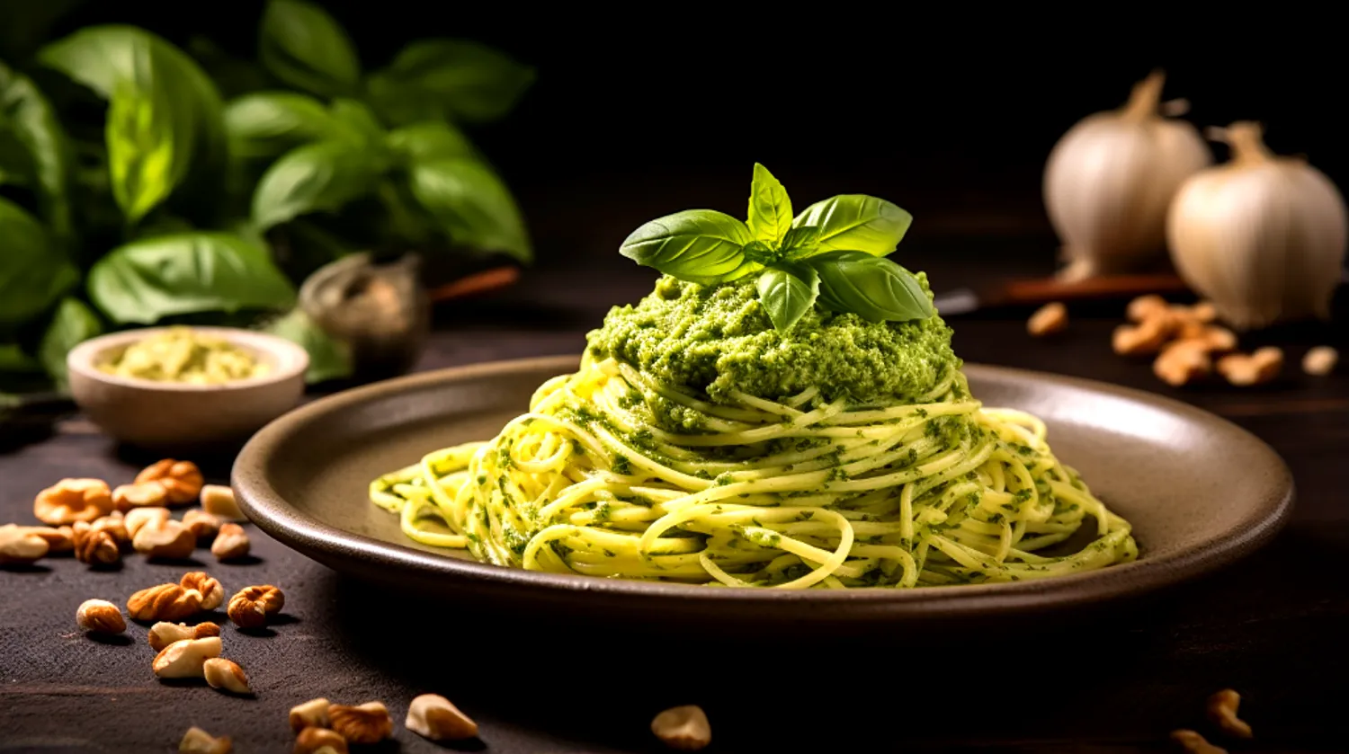 sem gluten Macarrão de Abobrinha com Molho Pesto